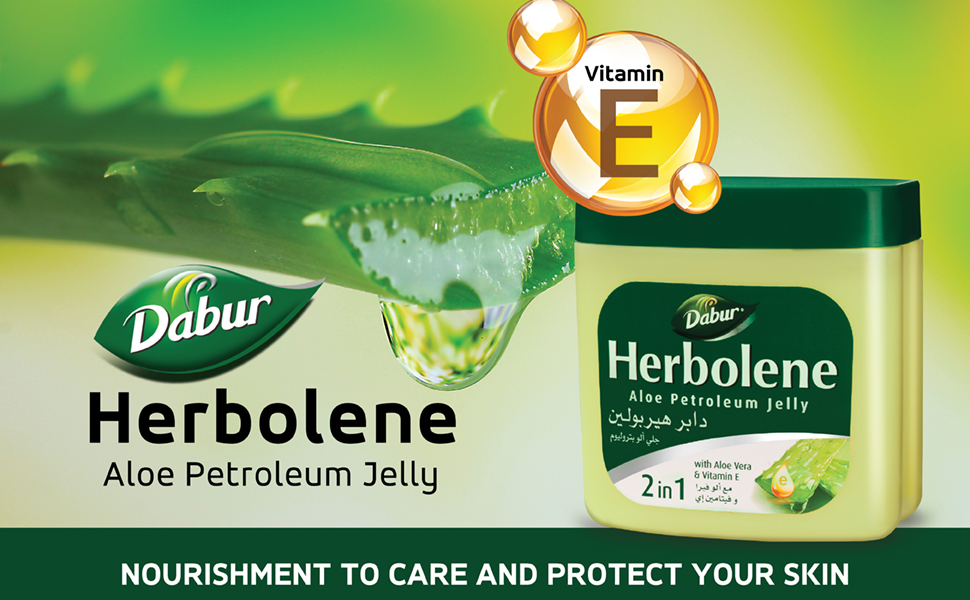 Dabur Herbolene Petroleum Jelly Enriched with Aloe Vera and Vitamin E for Dry and Rough Skin 225ml (Pack of 3)